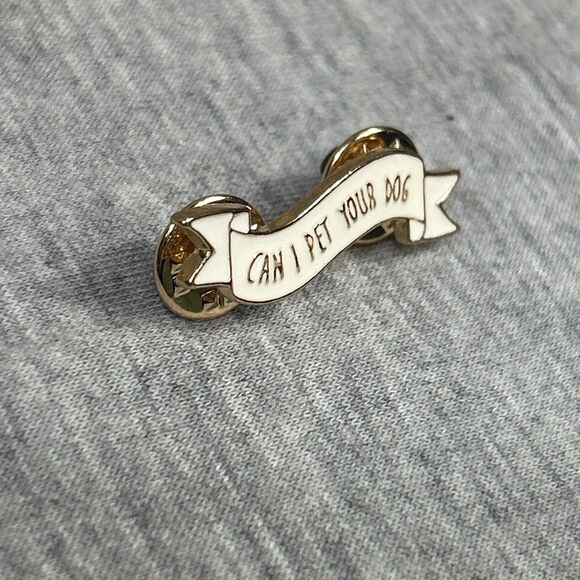 Enamel Pin Brooch “Can I Pet Your Dog” Funny Lapel Hat Backpack Outdoors New - Picture 3 of 9